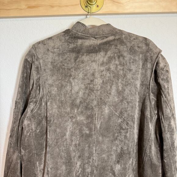 Women's Blank NYC Faux Suede Brown Zip Front Bomber Style Jacket Size Large - Picture 9 of 10